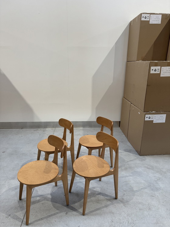 Image 1 of 6 Chaises de salle à manger en bois - Hêtre naturel