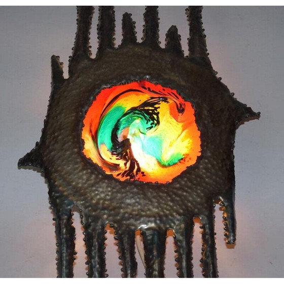 Image 1 of Applique vintage en fer et verre, Tchécoslovaquie, années 1950