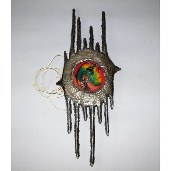 Image 1 of Applique vintage en fer et verre, Tchécoslovaquie, années 1950