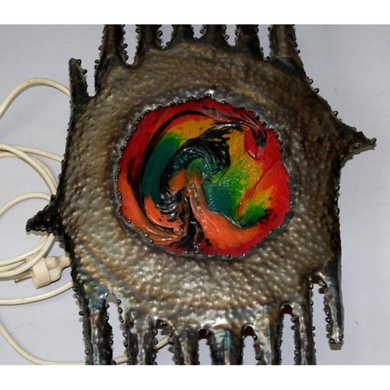 Image 1 of Applique vintage en fer et verre, Tchécoslovaquie, années 1950