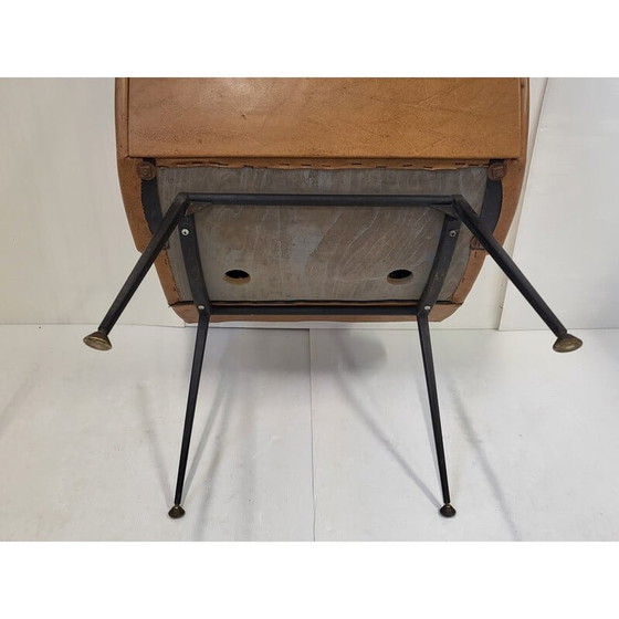 Image 1 of Fauteuil vintage en skaï et acier, années 1950
