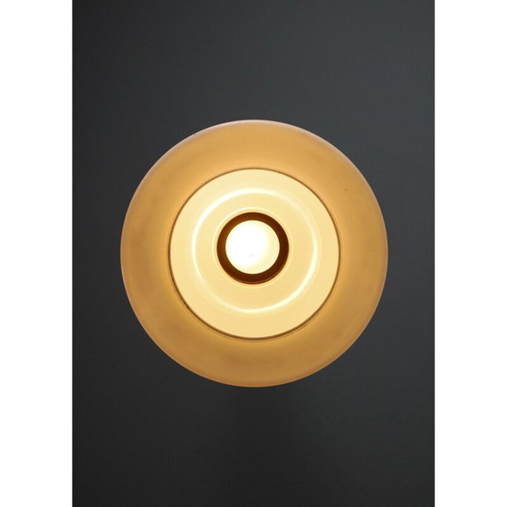 Image 1 of Lampe suspendue en verre opalin et laiton du Mid Century