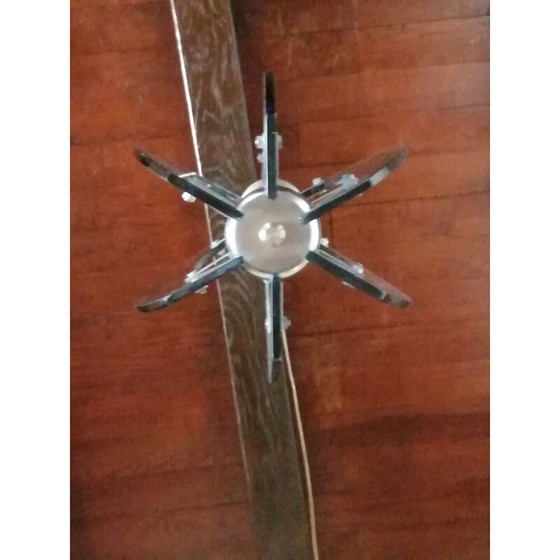 Image 1 of Lampe suspendue en verre bleu et métal argenté par Fontana Arte, Italie 1960