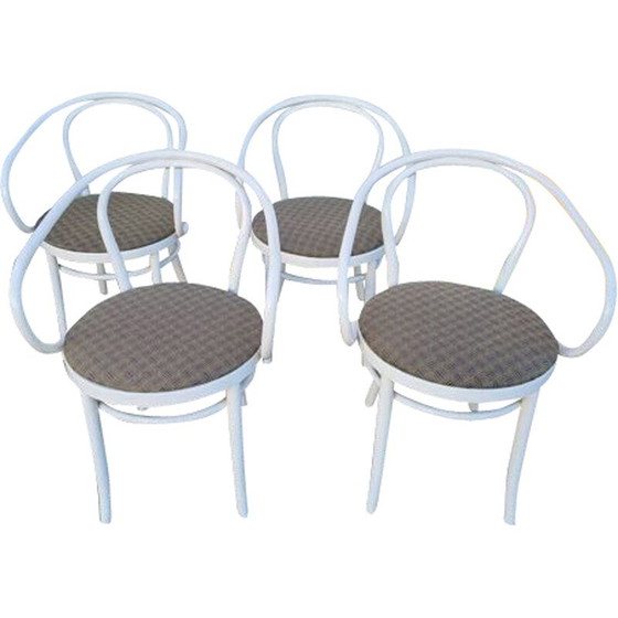 Image 1 of Ensemble de 4 chaises vintage "le corbusier" en bois par Thonet, 1920