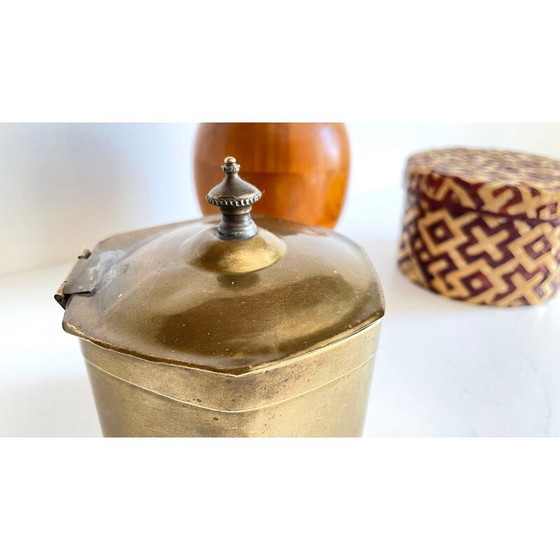Image 1 of Ensemble de 3 boîtes vintage en laiton et bois, Chine