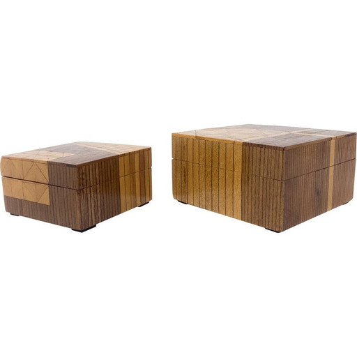 Paire de boîtes en marqueterie vintage