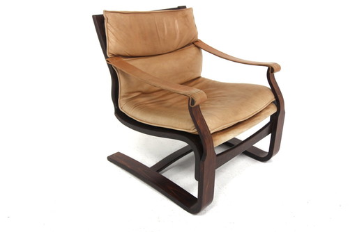  Fauteuil Scandinave En Cuir Nelo, Norvège, 1980 