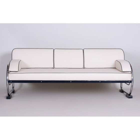 Image 1 of Canapé 3 places blanc vintage par Robert Slezak pour Slezak Factories, Tchécoslovaquie années 1930