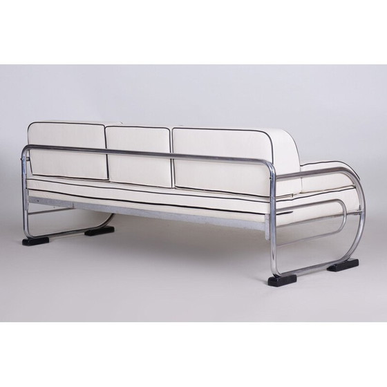 Image 1 of Canapé 3 places blanc vintage par Robert Slezak pour Slezak Factories, Tchécoslovaquie années 1930