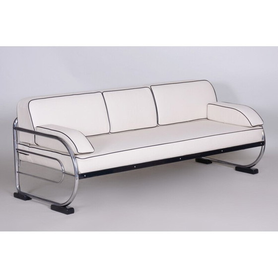 Image 1 of Canapé 3 places blanc vintage par Robert Slezak pour Slezak Factories, Tchécoslovaquie années 1930