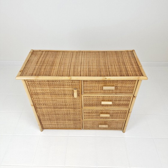 Image 1 of Commode vintage en bambou et rotin, Italie 1980