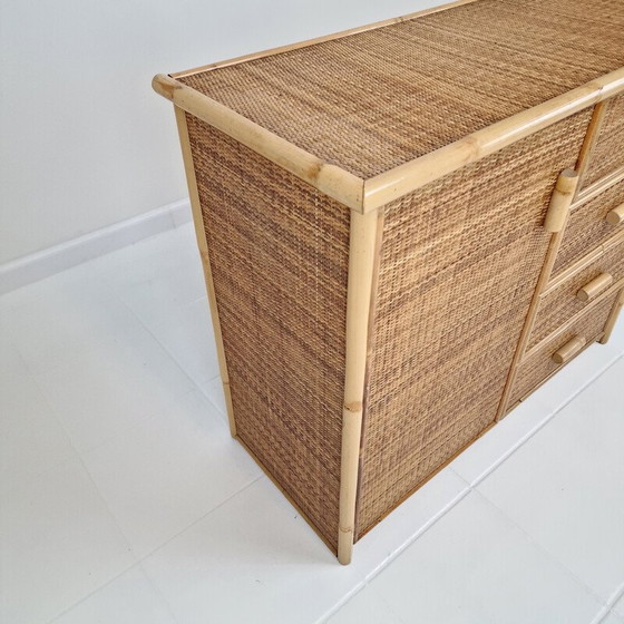 Image 1 of Commode vintage en bambou et rotin, Italie 1980