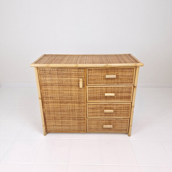 Image 1 of Commode vintage en bambou et rotin, Italie 1980