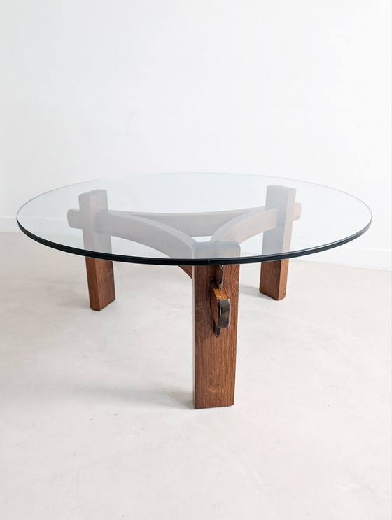 Image 1 of Table basse brutaliste en bois de rose 1970S