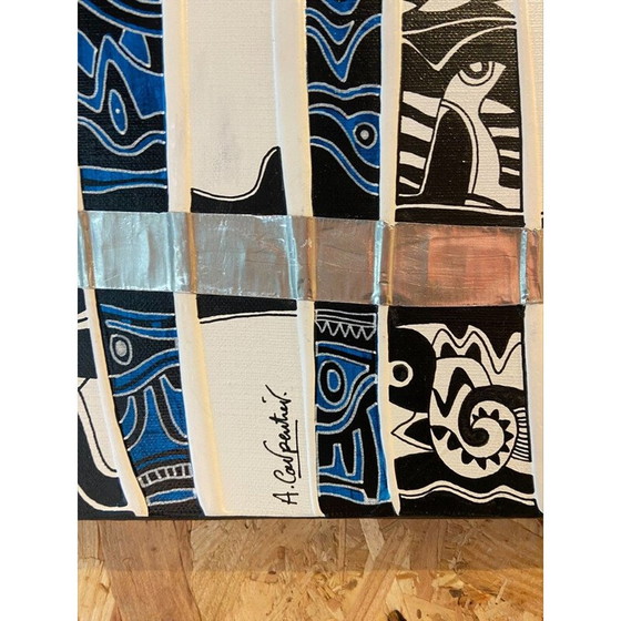 Image 1 of Tableau vintage "Le Vitrail" en métal d'Alain Carpentier