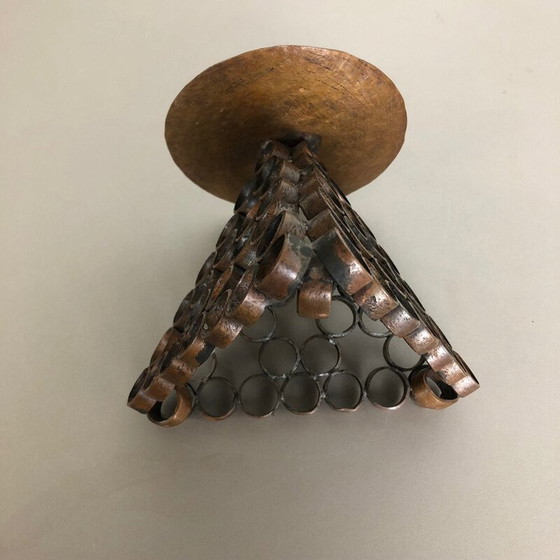 Image 1 of Chandelier vintage brutaliste en cuivre, Autriche années 1950
