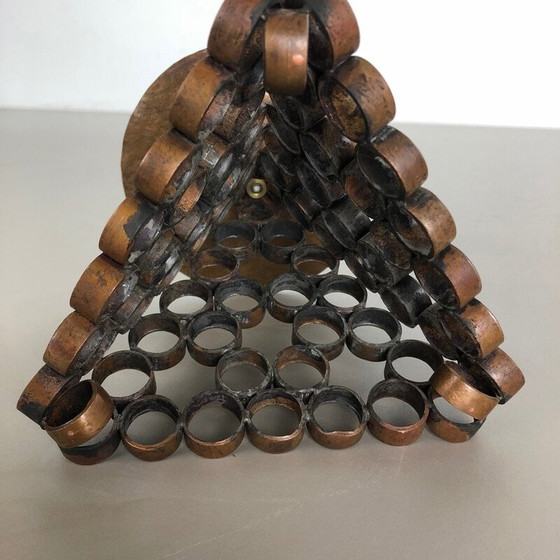 Image 1 of Chandelier vintage brutaliste en cuivre, Autriche années 1950