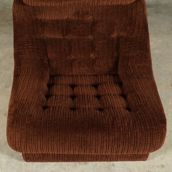 Image 1 of Fauteuils vintage - tissu côtelé marron - années 1970