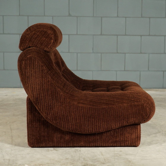 Image 1 of Fauteuils vintage - tissu côtelé marron - années 1970