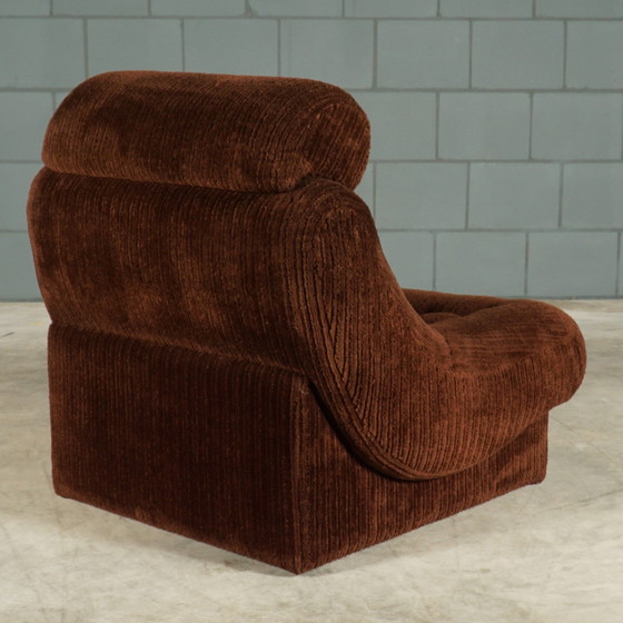 Image 1 of Fauteuils vintage - tissu côtelé marron - années 1970