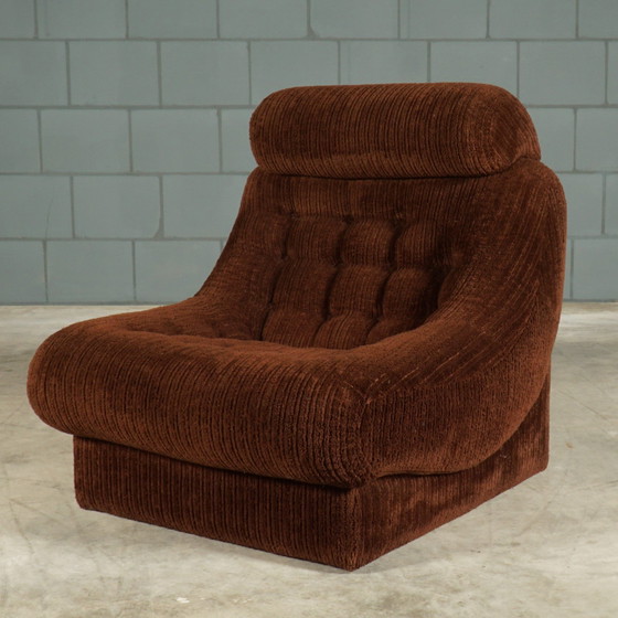 Image 1 of Fauteuils vintage - tissu côtelé marron - années 1970