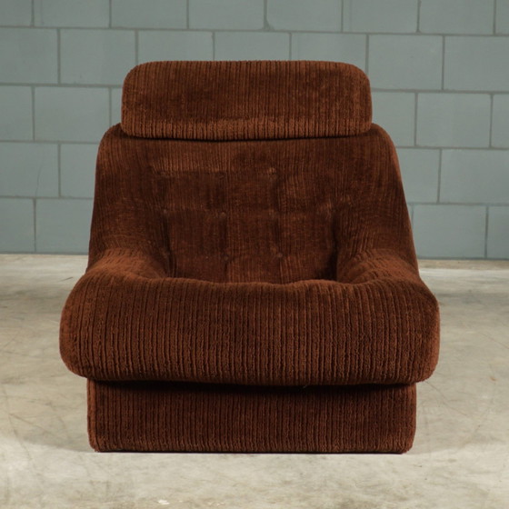 Image 1 of Fauteuils vintage - tissu côtelé marron - années 1970