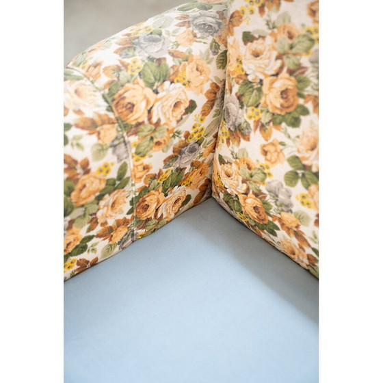 Image 1 of Canapé vintage 2 places en bois et tissu floral, 1970