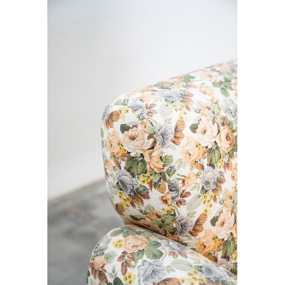Image 1 of Canapé vintage 2 places en bois et tissu floral, 1970