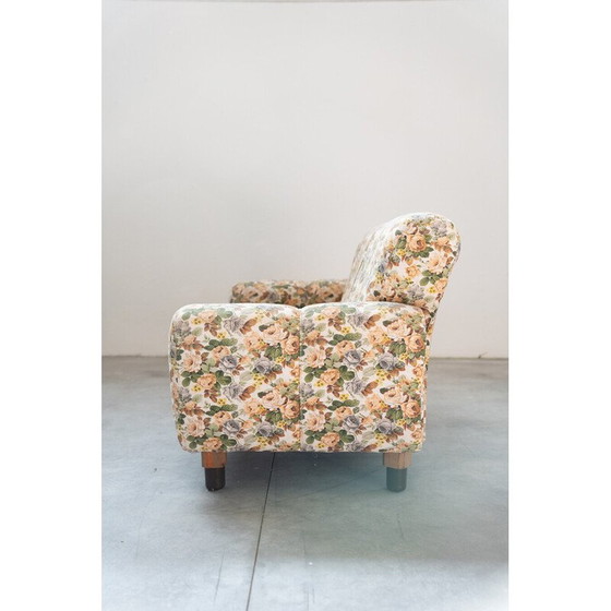 Image 1 of Canapé vintage 2 places en bois et tissu floral, 1970