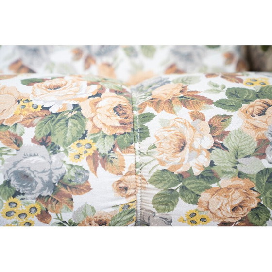 Image 1 of Canapé vintage 2 places en bois et tissu floral, 1970