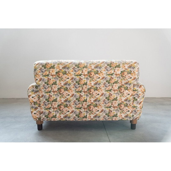 Image 1 of Canapé vintage 2 places en bois et tissu floral, 1970
