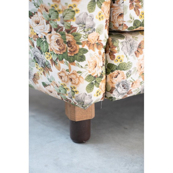 Image 1 of Canapé vintage 2 places en bois et tissu floral, 1970