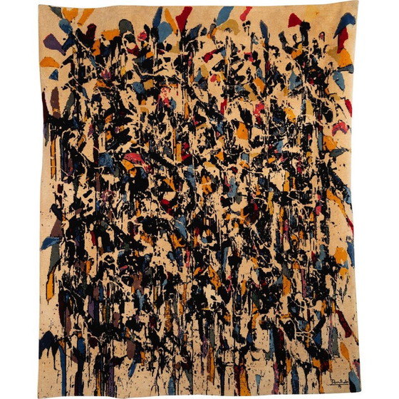 Image 1 of Tapis vintage "Les vitraux du bonheur" en acrylique et laine