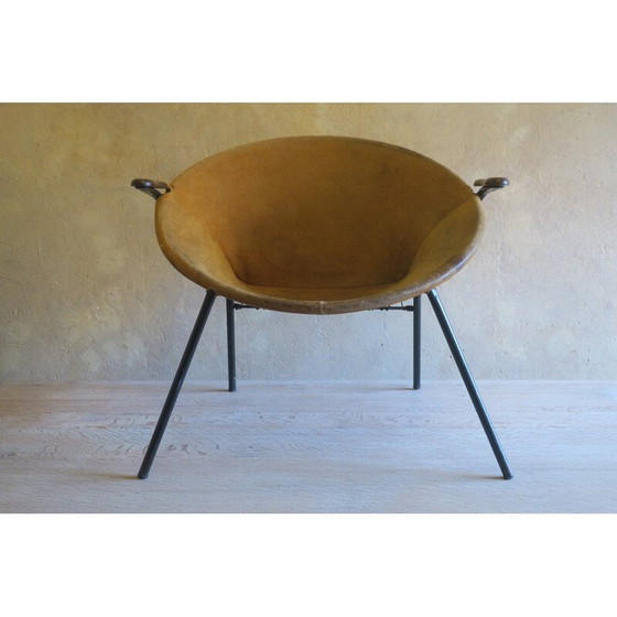 Image 1 of Fauteuil vintage en teck et cuir par Hans Olsen pour Lea Design, Suède 1950