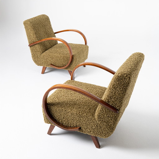 2X Fauteuils Art-Déco Jindrich Halabala Pour Up Zavody 1930S