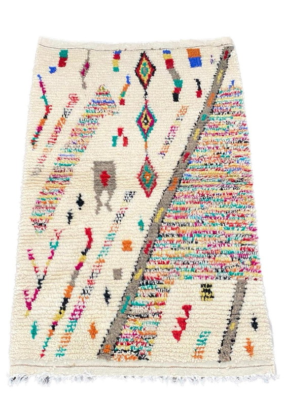 Image 1 of Authentique tapis berbère - noué à la main dans les montagnes de l'Atlas | 100% laine naturelle (150x100 cm)