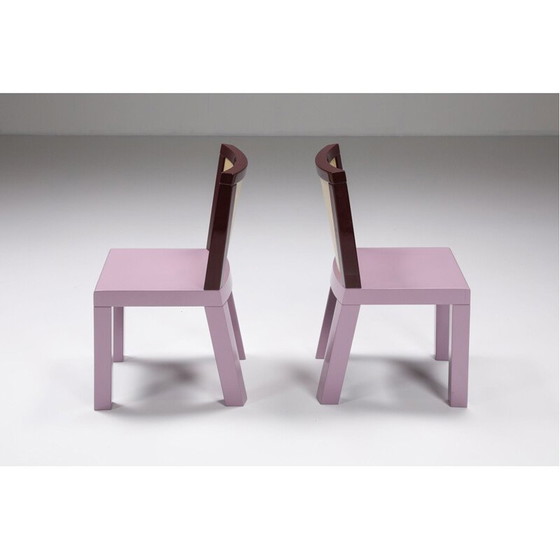 Image 1 of Ensemble de 4 chaises de salle à manger roses du milieu du siècle par Ettore Sottsass pour Leitner, années 1980