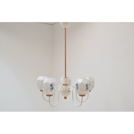 Image 1 of Lustre vintage en verre et métal drukov, tchèque 1970