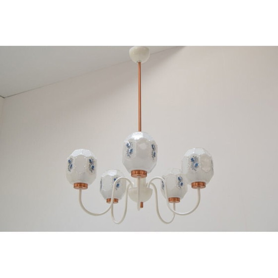 Image 1 of Lustre vintage en verre et métal drukov, tchèque 1970