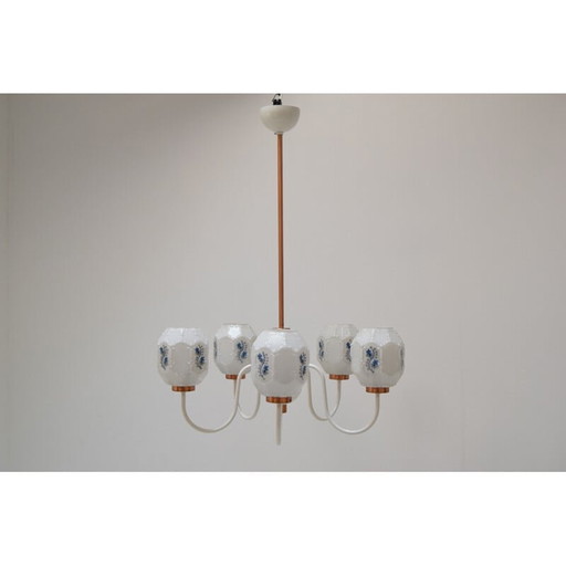 Lustre vintage en verre et métal drukov, tchèque 1970