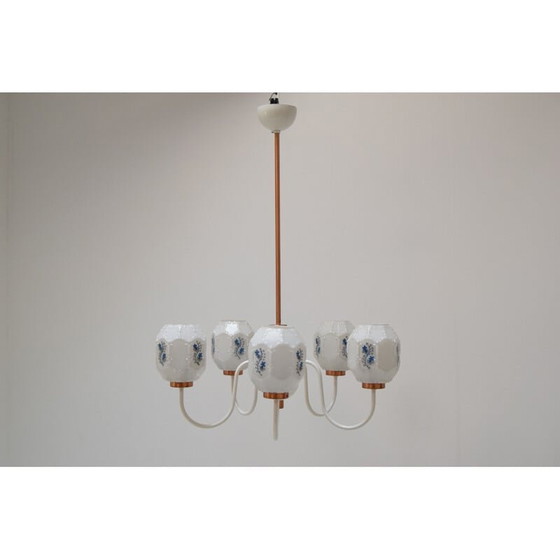 Image 1 of Lustre vintage en verre et métal drukov, tchèque 1970