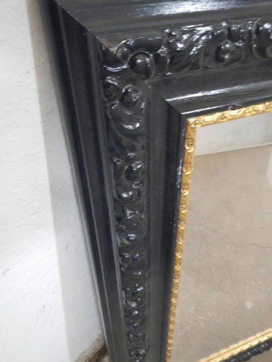 Image 1 of Miroir avec cadre en bois de tilleul sculpté 1980