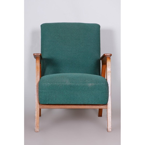 Image 1 of Fauteuil vintage Art Déco en hêtre vert, Tchécoslovaquie, années 1940