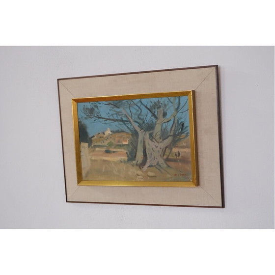 Image 1 of Huile de paysage vintage sur panneau par Ove Olson, années 1960