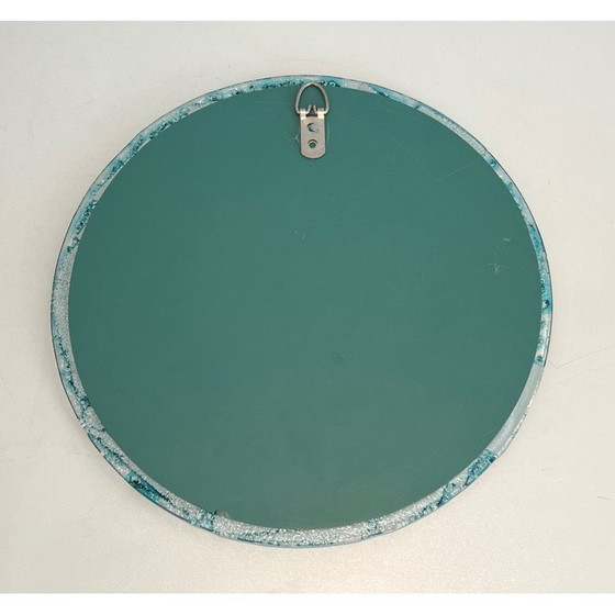 Image 1 of Miroir rond vintage en verre bleuté