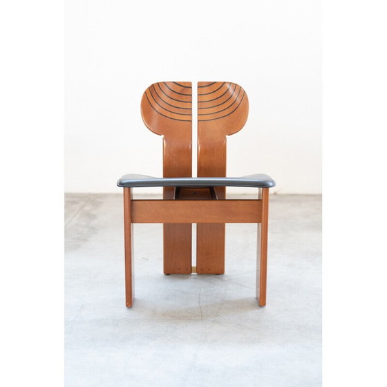 Image 1 of Ensemble de 12 chaises vintage en ébène et laiton pour Afra et Tobia, Italie 1990