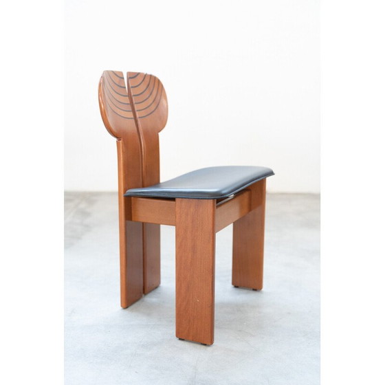 Image 1 of Ensemble de 12 chaises vintage en ébène et laiton pour Afra et Tobia, Italie 1990