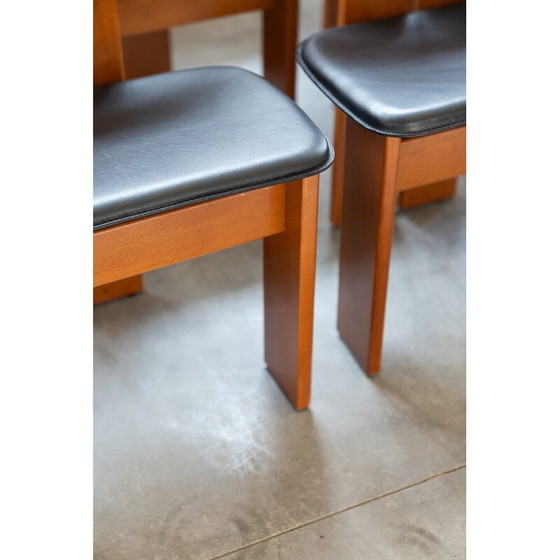 Image 1 of Ensemble de 12 chaises vintage en ébène et laiton pour Afra et Tobia, Italie 1990
