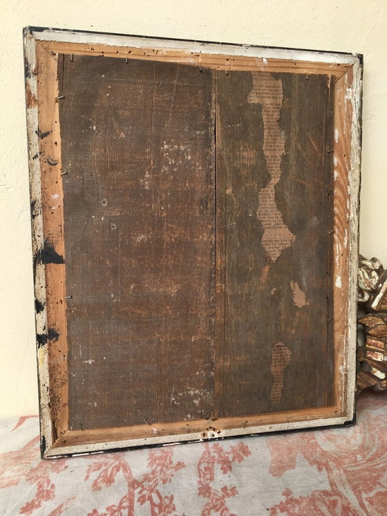 Image 1 of Miroir Jaune Bois Pays Antique Français