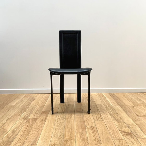 Image 1 of Chaise vintage "Elena b" en métal et cuir par Cattelian Italia, 1970